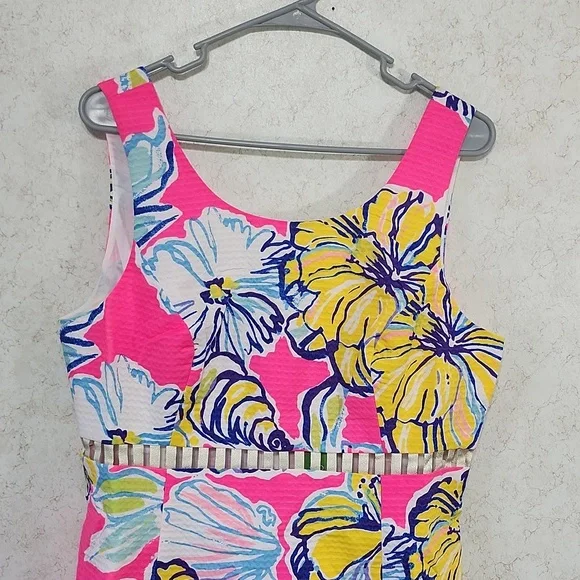 Lilly Pulitzer Ladies Size 12 Iggy Shift Dress Sleeveless Floral Zip Back